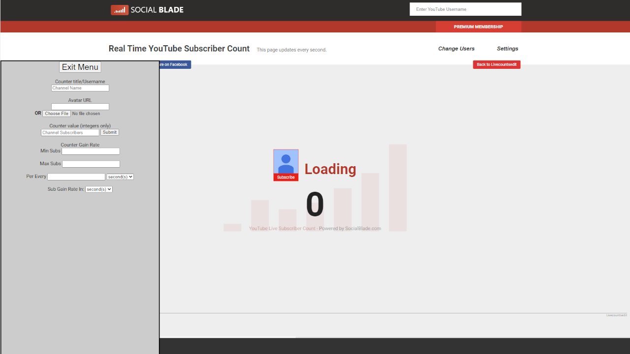 Livecountsedit SocialBlade
